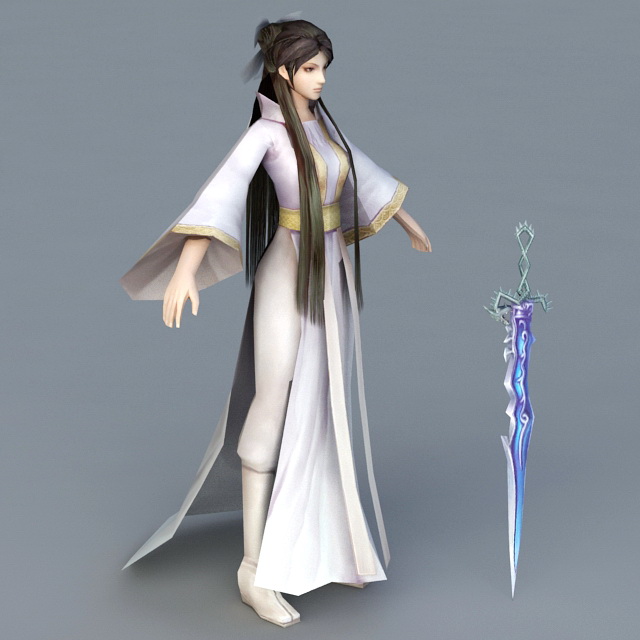 Woman with Sword 3d rendering