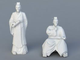 Ancient Scholar Statue 3d model preview