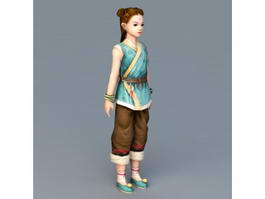 Traditional Chinese Little Girl 3d model preview
