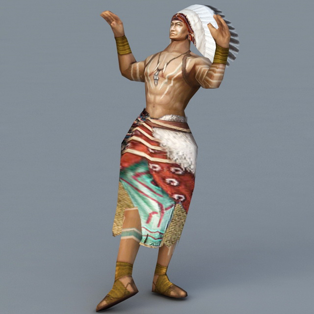 Native American Indian Chief 3d rendering
