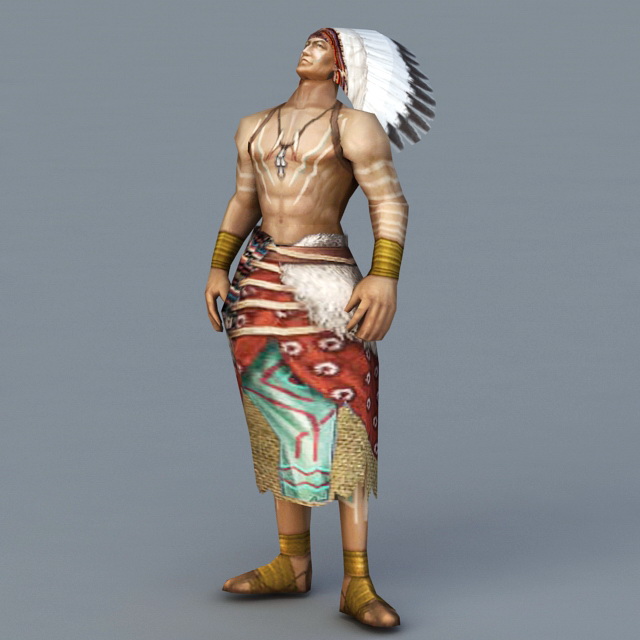 Native American Indian Chief 3d rendering