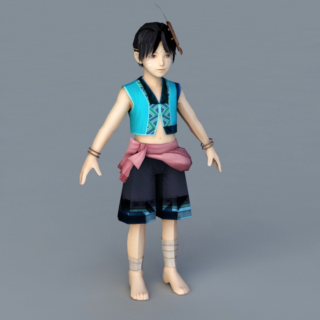 Traditional Chinese Boy 3d rendering