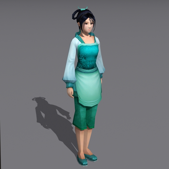 Traditional Chinese Peasant Girl 3d rendering
