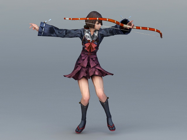 Female Samurai Archer 3d rendering