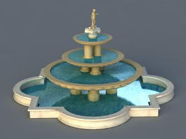3 Tier Marble Fountain 3d model preview