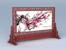 Antique Chinese Carved Screen 3d preview