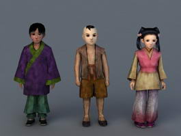 Traditional Chinese Rural Children 3d model preview