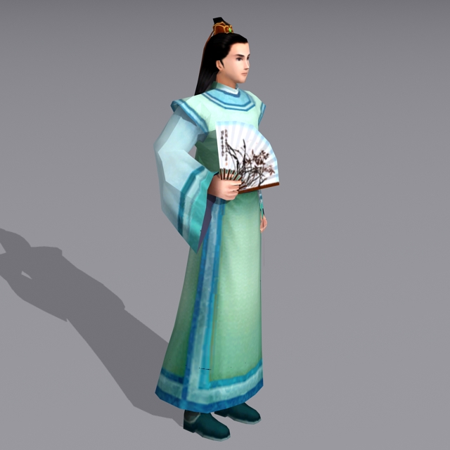 Ancient Chinese Young Male Scholar 3d rendering