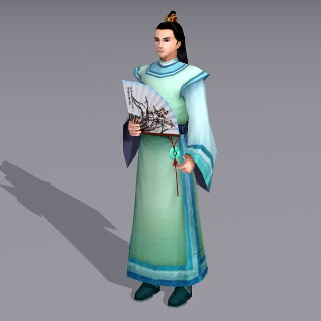 Ancient Chinese Young Male Scholar 3d rendering