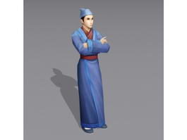 Ancient Chinese Male Waiter 3d model preview