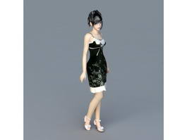 Black Dress Lady 3d model preview