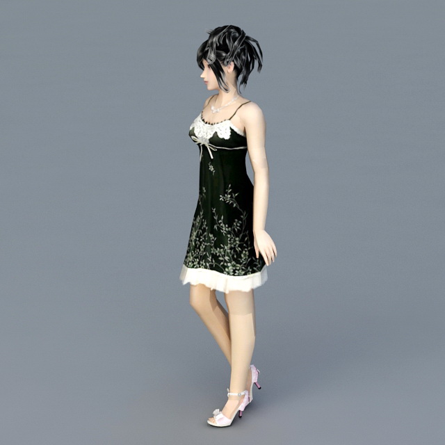 Black Dress Lady 3d rendering