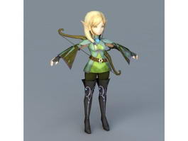 Anime Girl Elf Archer 3d preview