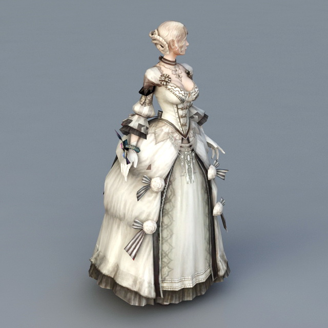 Pretty Colonial Lady 3d rendering