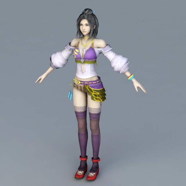 Rikku in Final Fantasy 3d model 3D Studio files free 