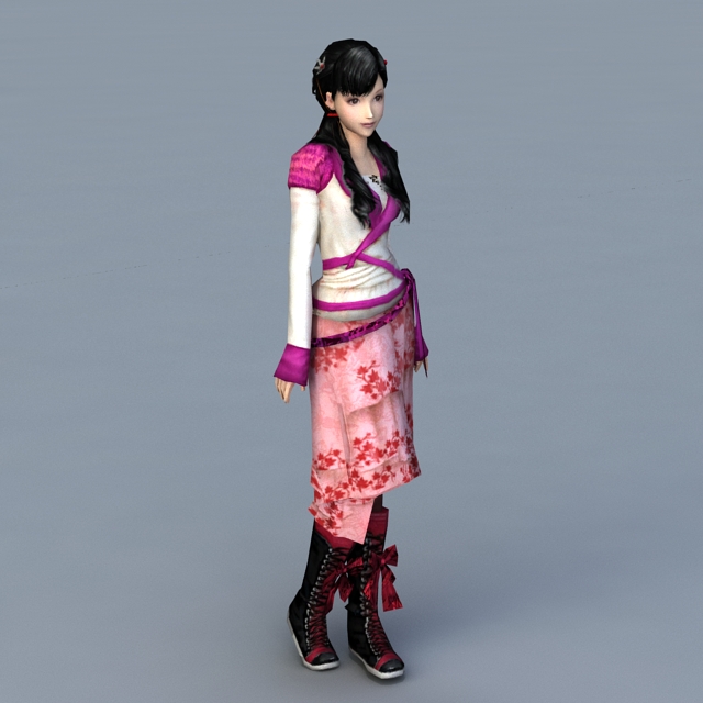 Traditional Asian Girl 3d rendering