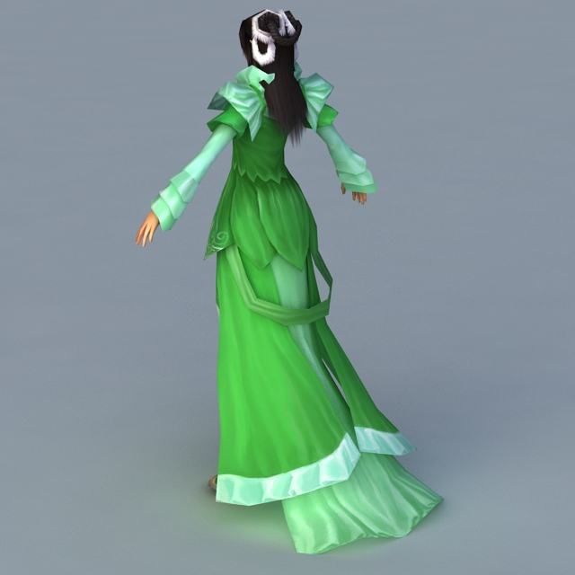 Green Girl Rigged 3d rendering