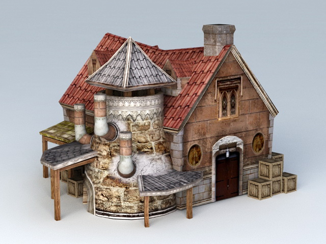 Medieval Blacksmith Workshop 3d rendering