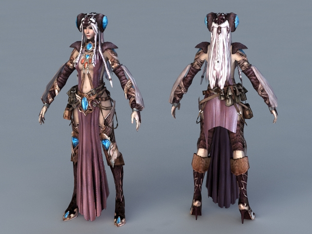 Female Human Warlock 3d rendering