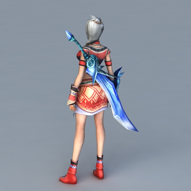 Female Warrior with Sword 3d rendering