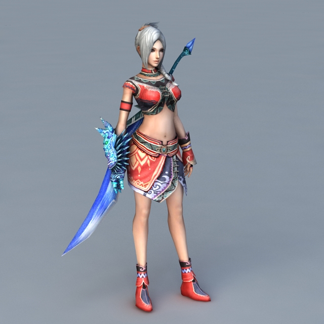 Female Warrior with Sword 3d rendering