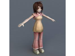 Anime Girl Rigged 3d model preview