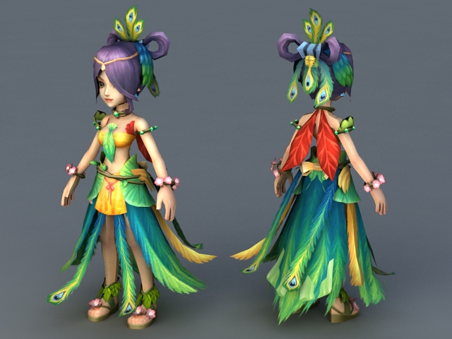 Peacock Fairy Queen 3d rendering