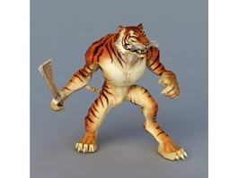 Tiger Warrior with Sword 3d model preview