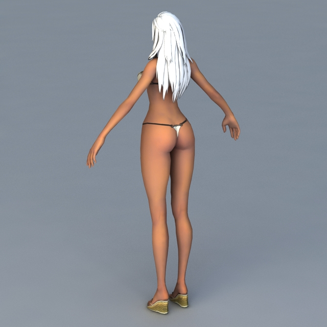Tall and Slim Girl in Bikini 3d rendering