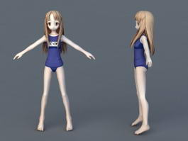 Anime School Girl Swimsuit 3d model preview