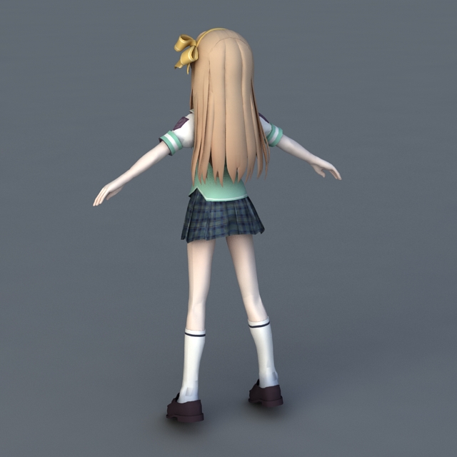 Anime Schoolgirl 3d rendering