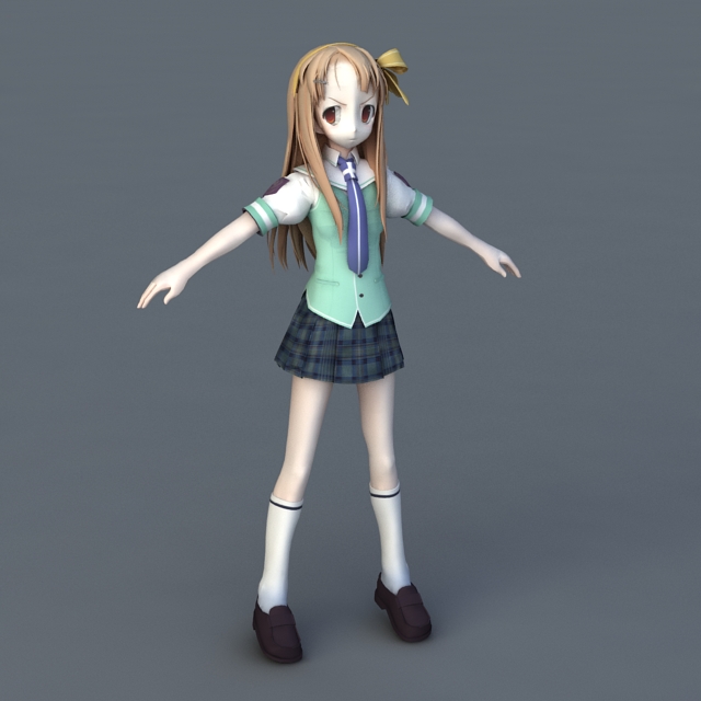 Anime Schoolgirl 3d rendering