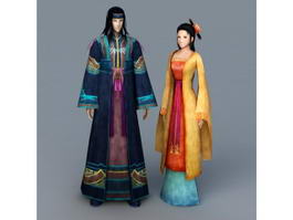 Anime Chinese Couple 3d model preview