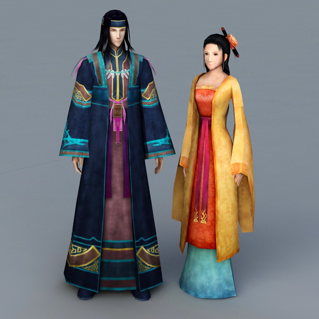 Anime Chinese Couple 3d rendering