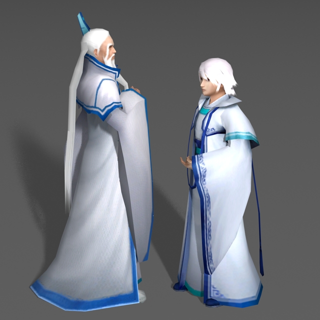 White Haired Couple 3d rendering