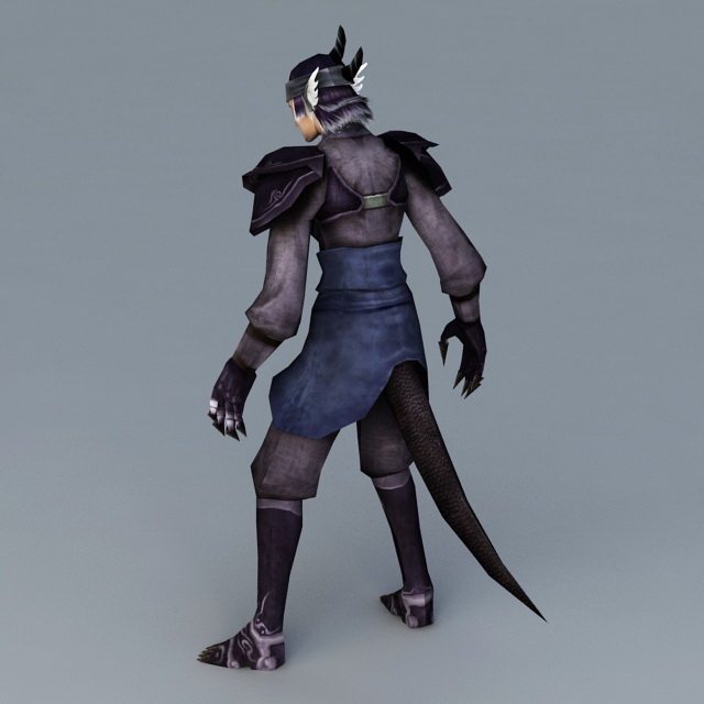 anime demon with tail 3d rendering