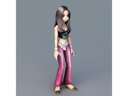 Anime Fashion Girl 3d model preview
