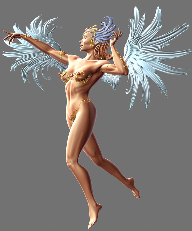Goddess with Wings 3d rendering