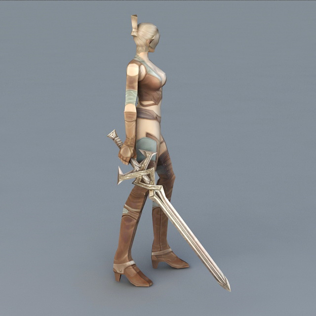 Woman Warrior with Sword 3d rendering