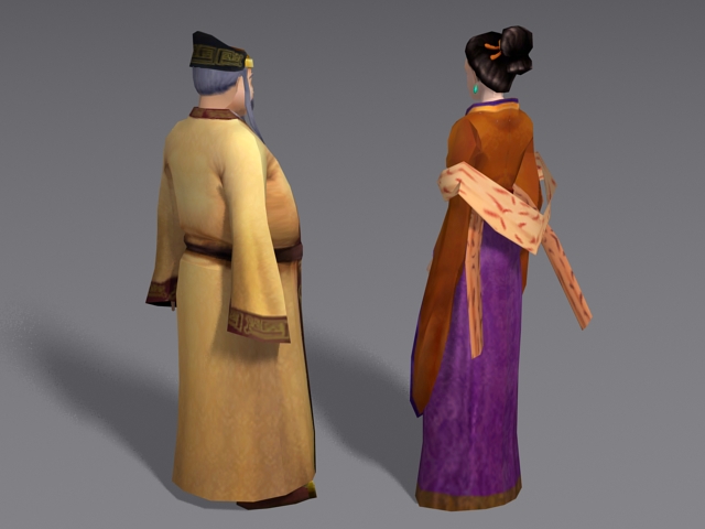 Historical Chinese Couple 3d rendering
