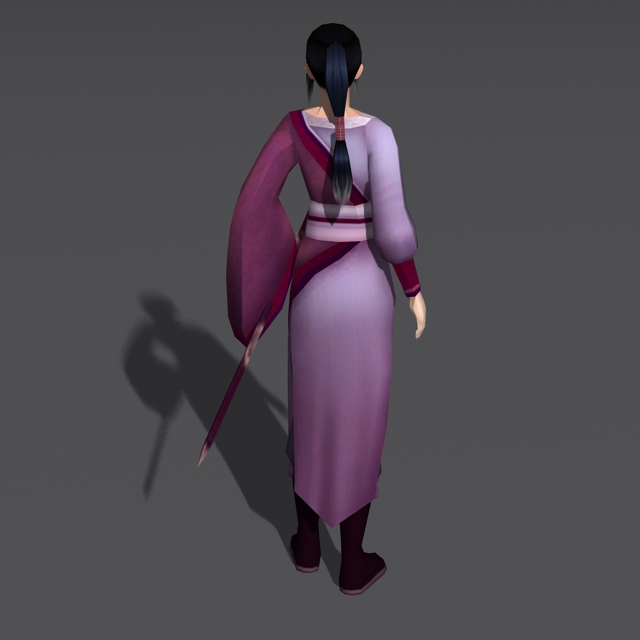 Anime Girl Swordswoman 3d rendering