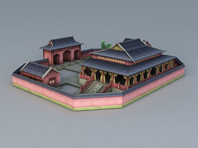 Chinese Ancestral Shrine 3d rendering