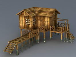 Old Wood Beach Cabin 3d preview