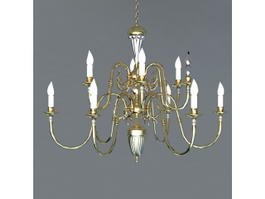 Antique Brass 12 Candles Chandelier 3d model preview