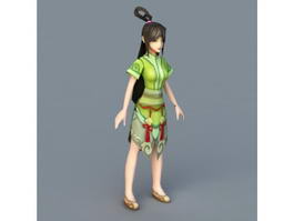 Green Anime Girl 3d model preview