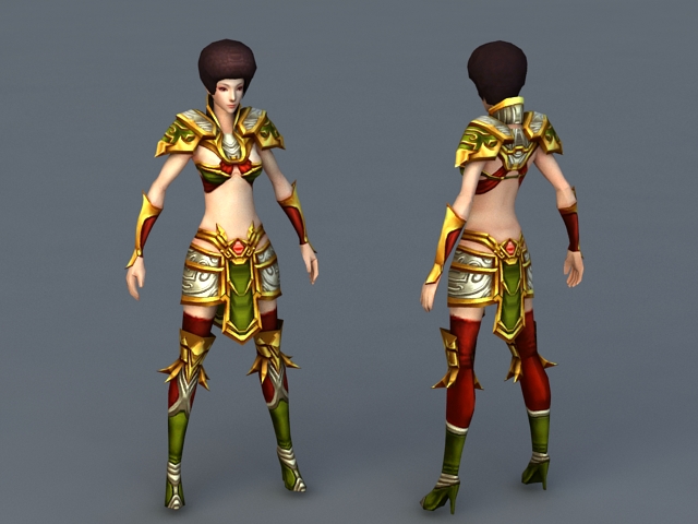 Female Paladin Knight 3d rendering
