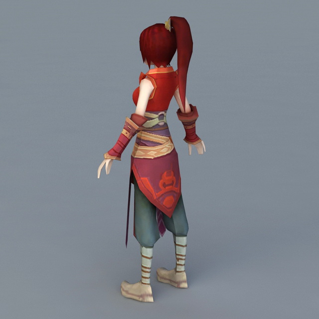 Red Anime Girl 3d rendering