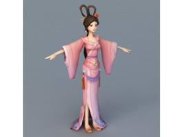 Traditional Chinese Painting Girl 3d model preview