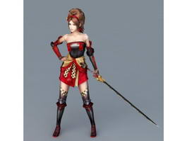 Women with Samurai Sword 3d model preview