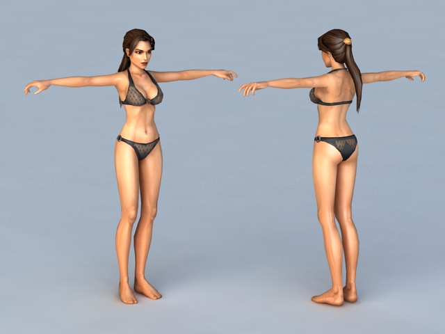 Woman with Black Bikini 3d rendering